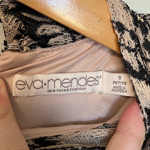 Eva Mendes Black Cream Lace Overlay Dress - Picture 4 of 8